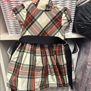 Plaid Dress with Black Bow